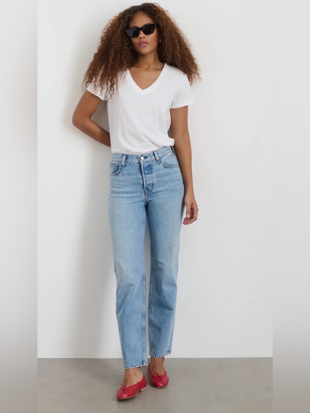 Alex Mill Light Wash Jane Mid Rise Straight Jean